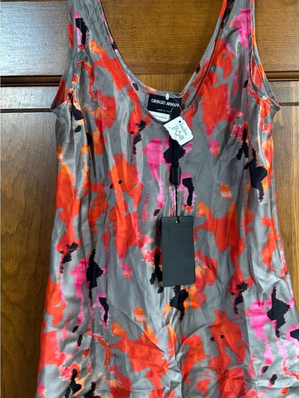 Giorgio Armani Women’s Abstract Satin Tank in Gray, Red & Pink